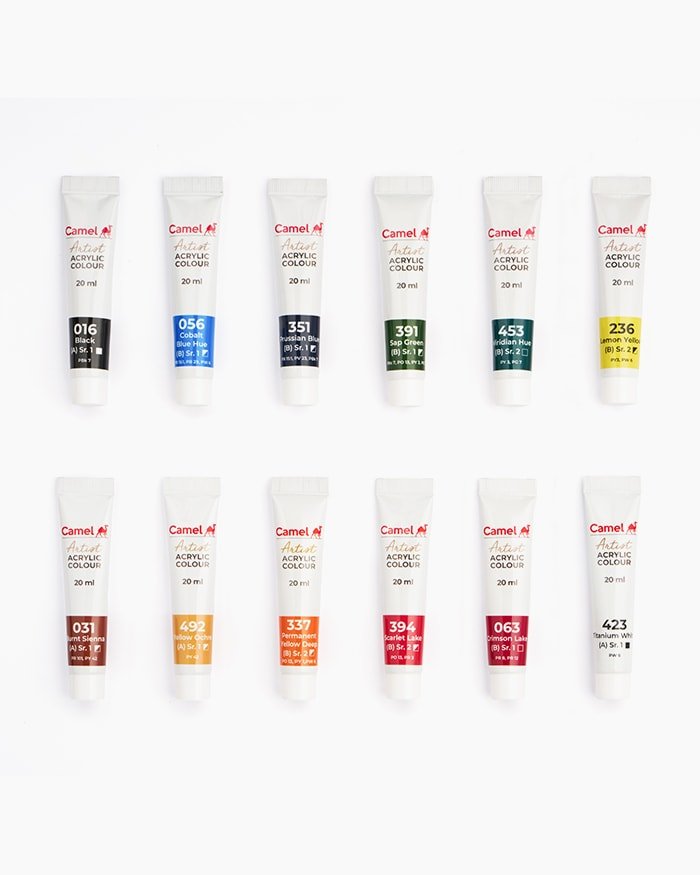 Camel Artist Acrylic Colours 12 shades X 20ml - Image 4