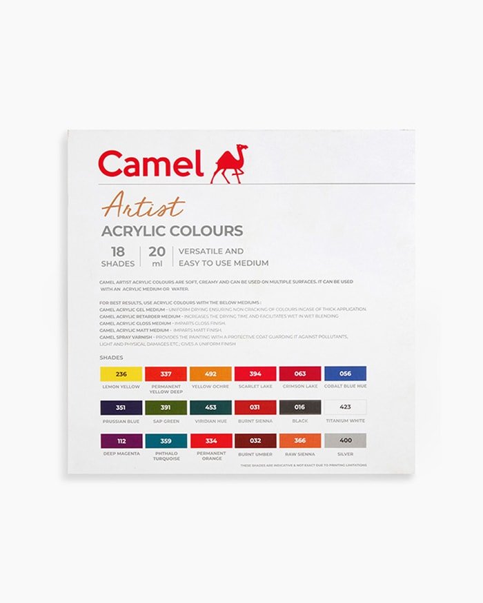Camel Artist Acrylic Colours 18 Shades X 20ml - Image 2