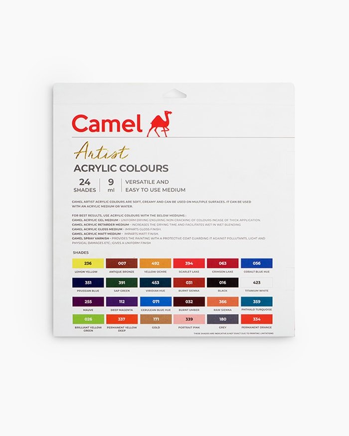 Camel Artist Acrylic Colours 24 shades X 9ml - Image 2