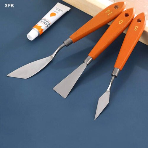 Metal painting knife wooden handle 3Pc