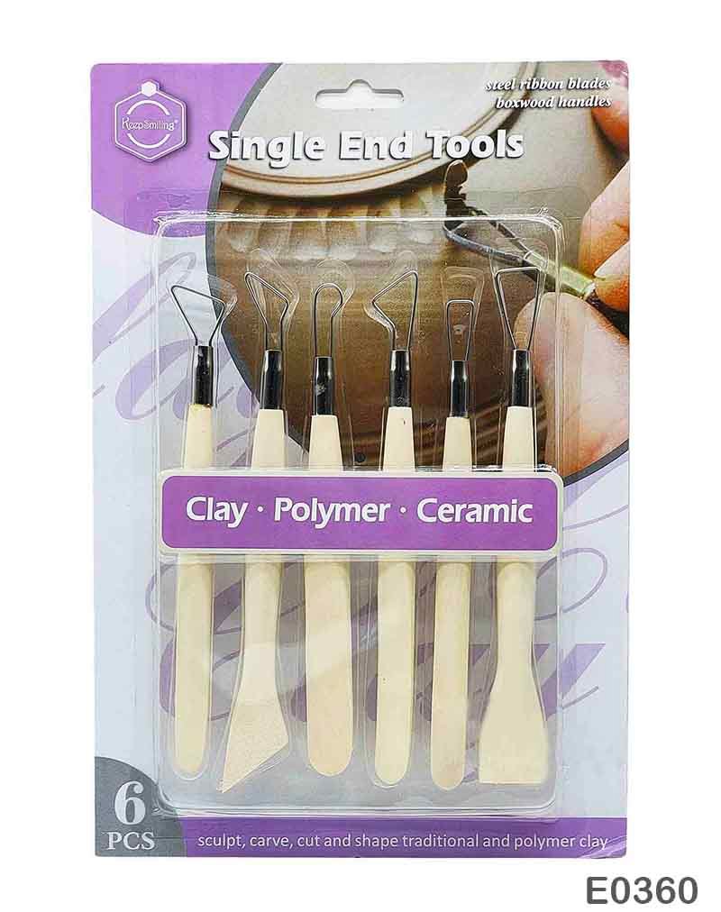 Clay tool wood handle 6Pc