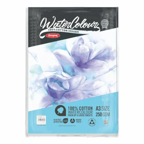 Anupam 100% Cotton Watercolor Paper-250 GSM-Rough Pressed-Loose Sheets
