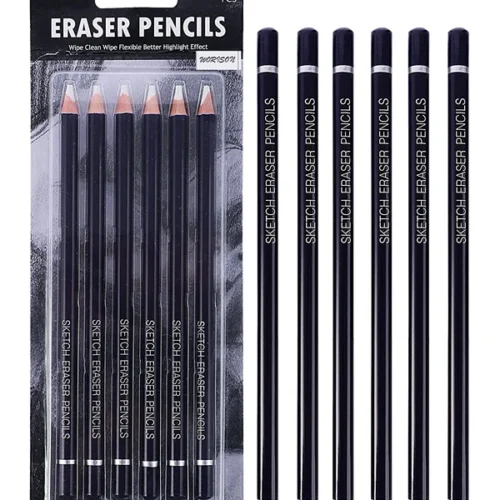 Worison Eraser Pencil for Sketching Drawing Arts Graphics Designs - Set of 6