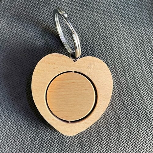 Wooden Keychain Base heart Shape