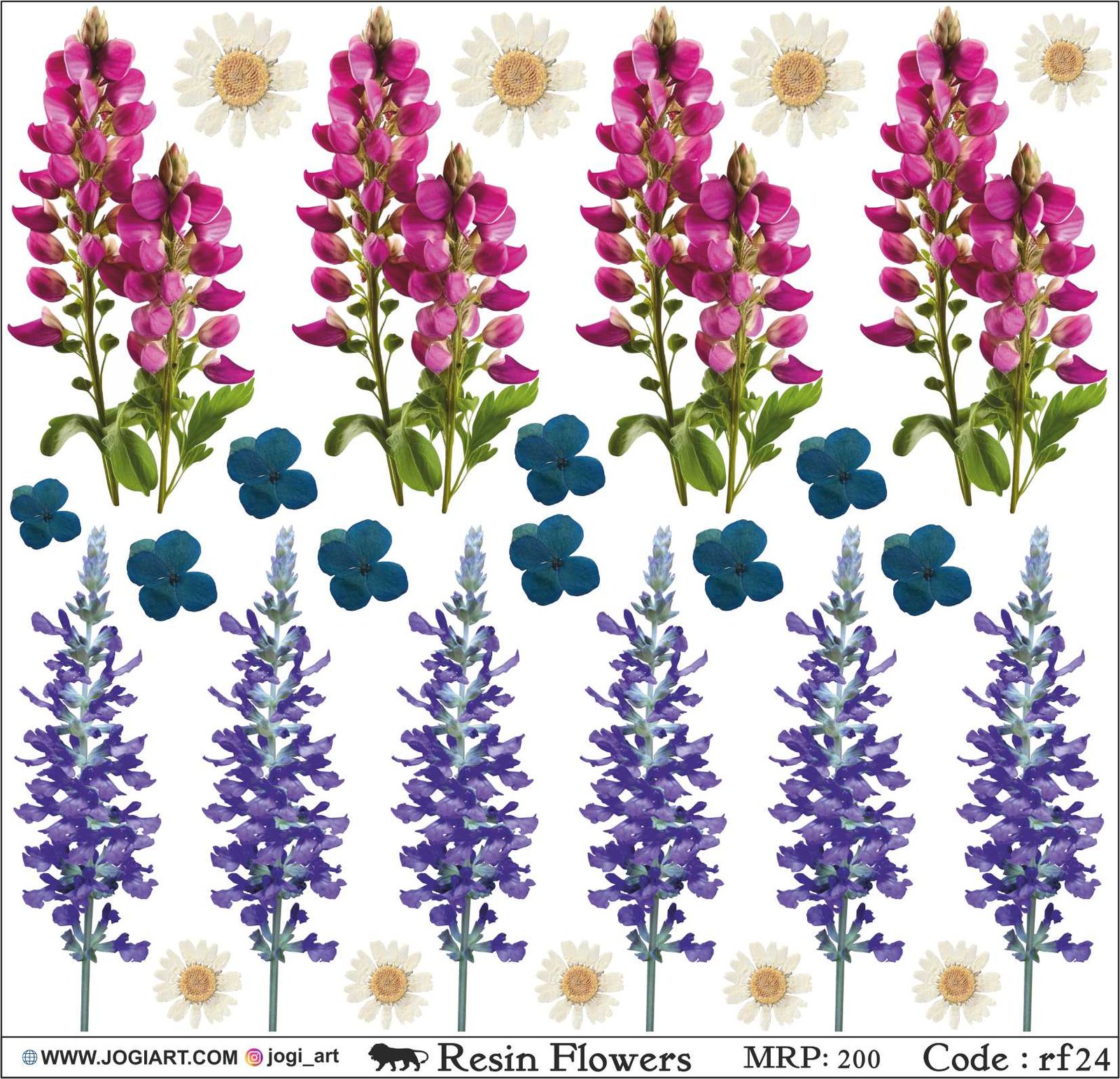 "Jogi Art Resin Flower Sticker Sheet - Waterproof, Fade-Resistant, Ideal for Resin Art, Jewelry Making, Scrapbooking & DIY Craft Projects"