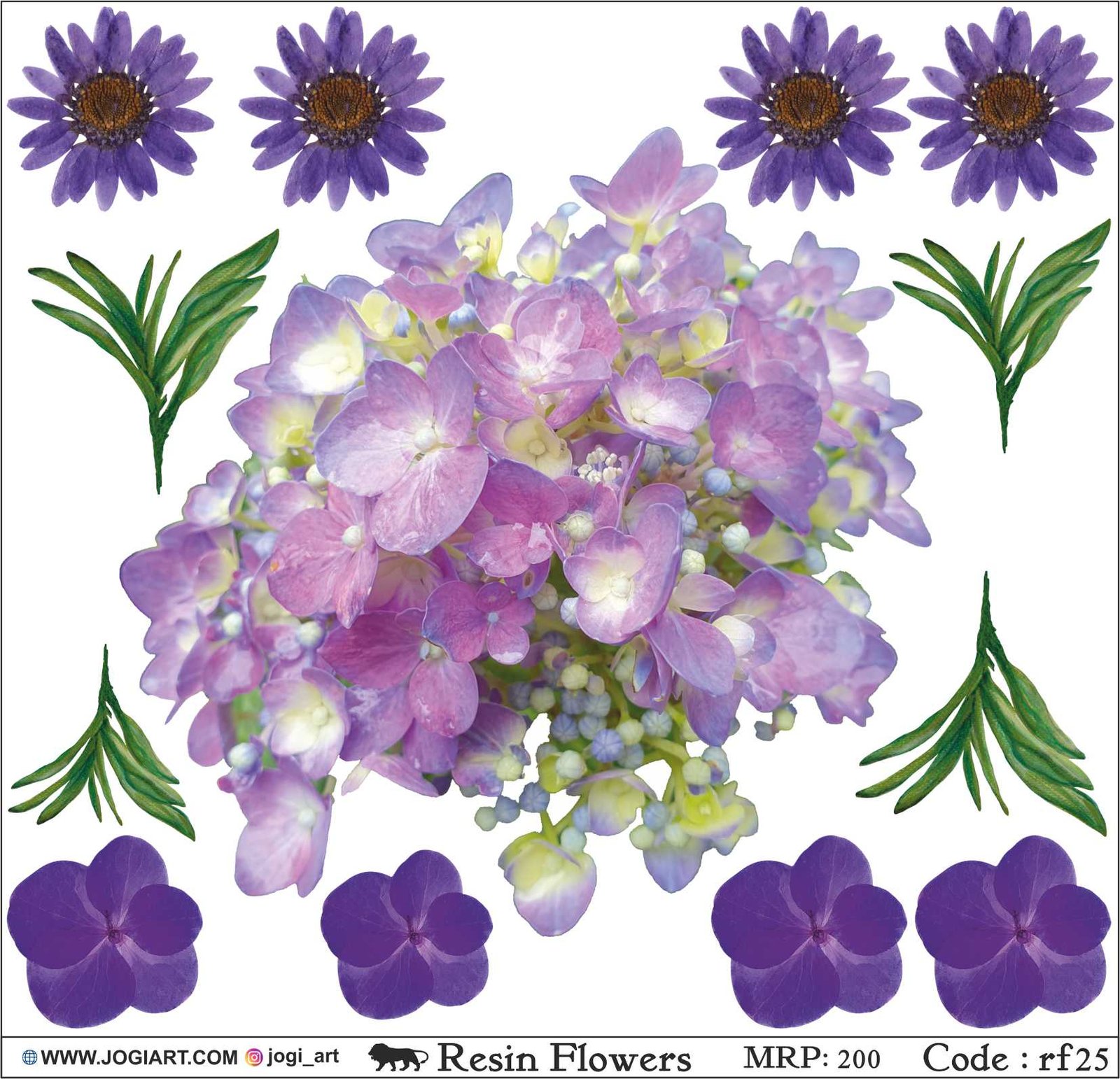 "Jogi Art Resin Flower Sticker Sheet - Waterproof, Fade-Resistant, Ideal for Resin Art, Jewelry Making, Scrapbooking & DIY Craft Projects"