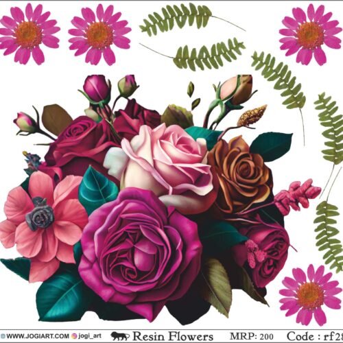 "Jogi Art Resin Flower Sticker Sheet - Waterproof, Fade-Resistant, Ideal for Resin Art, Jewelry Making, Scrapbooking & DIY Craft Projects"