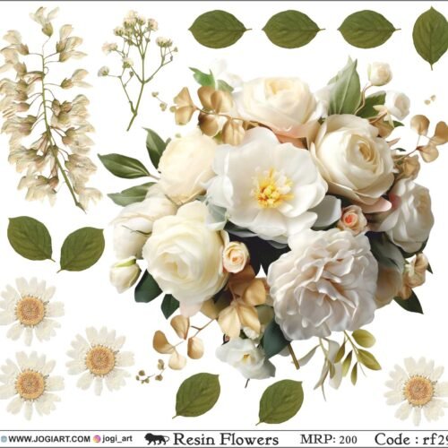 "Jogi Art Resin Flower Sticker Sheet - Waterproof, Fade-Resistant, Ideal for Resin Art, Jewelry Making, Scrapbooking & DIY Craft Projects"