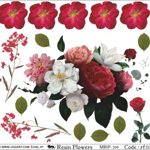 "Jogi Art Resin Flower Sticker Sheet - Waterproof, Fade-Resistant, Ideal for Resin Art, Jewelry Making, Scrapbooking & DIY Craft Projects"