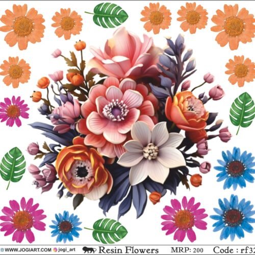 "Jogi Art Resin Flower Sticker Sheet - Waterproof, Fade-Resistant, Ideal for Resin Art, Jewelry Making, Scrapbooking & DIY Craft Projects"