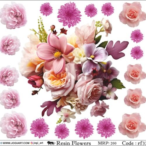 "Jogi Art Resin Flower Sticker Sheet - Waterproof, Fade-Resistant, Ideal for Resin Art, Jewelry Making, Scrapbooking & DIY Craft Projects"