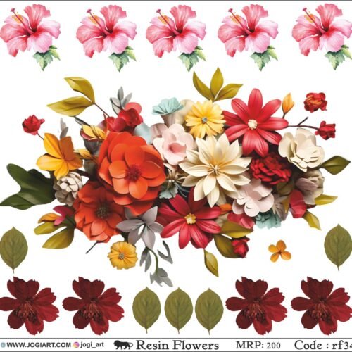 "Jogi Art Resin Flower Sticker Sheet - Waterproof, Fade-Resistant, Ideal for Resin Art, Jewelry Making, Scrapbooking & DIY Craft Projects"