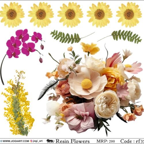 "Jogi Art Resin Flower Sticker Sheet - Waterproof, Fade-Resistant, Ideal for Resin Art, Jewelry Making, Scrapbooking & DIY Craft Projects"