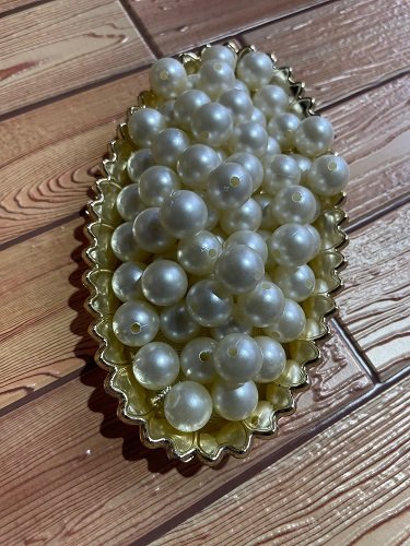 White Pearl Beads - 14 MM, Pack Of 40 Grams