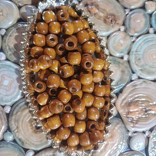 Wooden Beads - Color Brown- 40gm