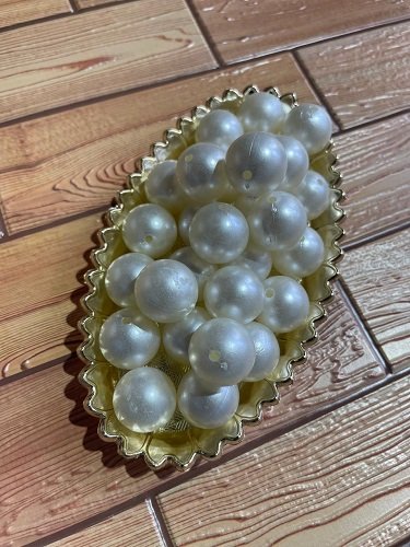 White Pearl Beads - 20 MM, Pack Of 40 Grams