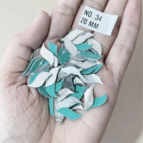 No. 34 -Leaf shape mirror - 20 MM  For Lippan & Embroidery Art