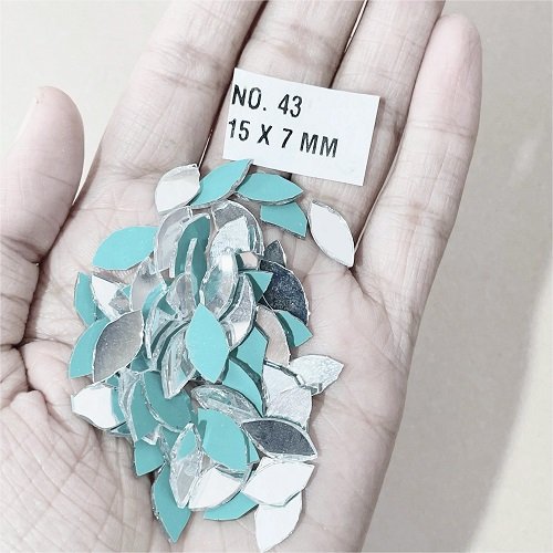 No. 43 -Almond shape mirror - 12 x 7 MM  For Lippan & Embroidery Art