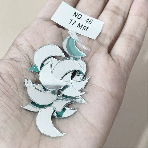 No. 46 -Moon shape mirror - 15 MM  For Lippan & Embroidery Art