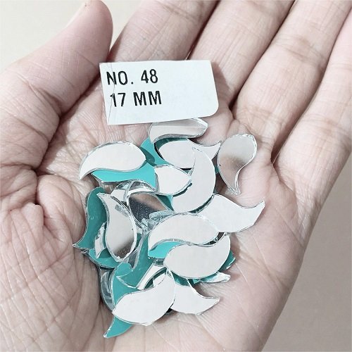 No. 48 -Leaf shape mirror - 15 MM  For Lippan & Embroidery Art