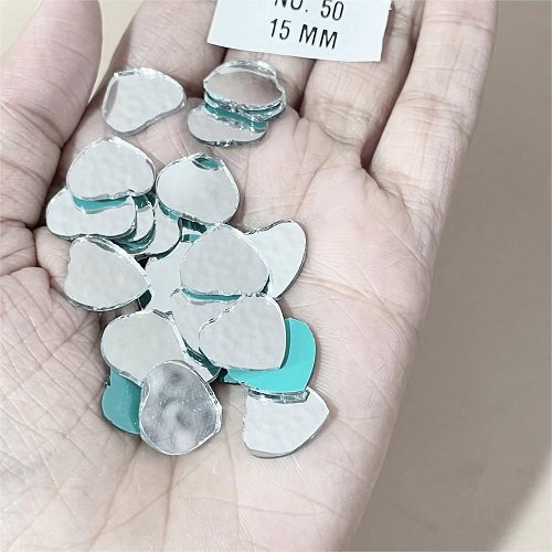 No. 50 -Heart shape mirror - 12 MM  For Lippan & Embroidery Art