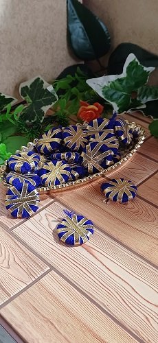Coloured gota Small Ring - Color Blue - 4pcs