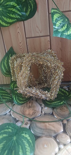 Handmade Gota Floral Bangles Square- Golden color - Set of 5