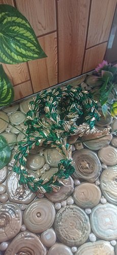 Handmade Gota Floral Bangles Round - green color - Set of 5