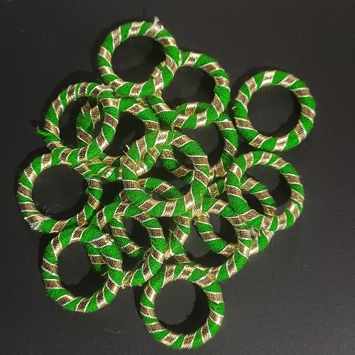 Coloured gota ring Small - Color green - 5pcs