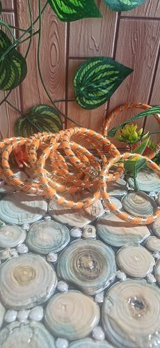 Handmade Coloured Gota bangles Round - Orange color - Set Of 5