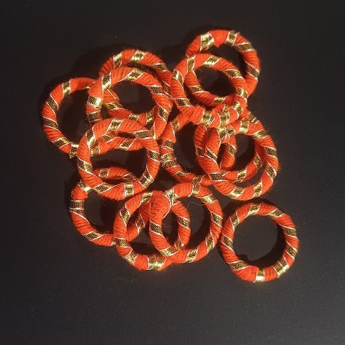 Coloured gota ring Small - Color orange - 5pcs