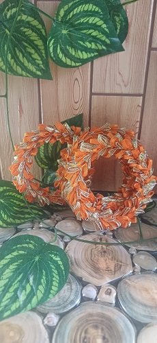 Handmade Gota Floral Bangles Round - Orange color - Set of 5