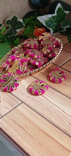 Coloured gota Small Ring - Color Pink - 4pcs