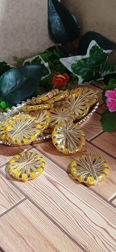 Coloured gota Small Ring - Color Yellow - 4pcs