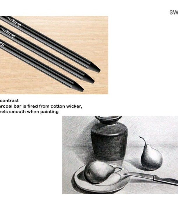 Woodless charcoal pencil 3 pcs 3WG - Image 3
