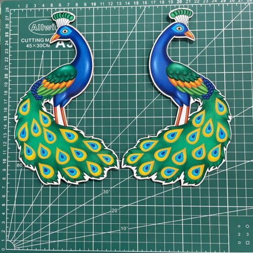 Peacock cutout MDF pair