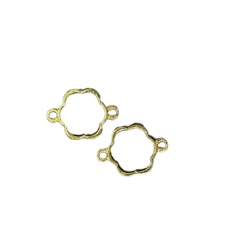 Flower Shape Bezels double side Gold pair