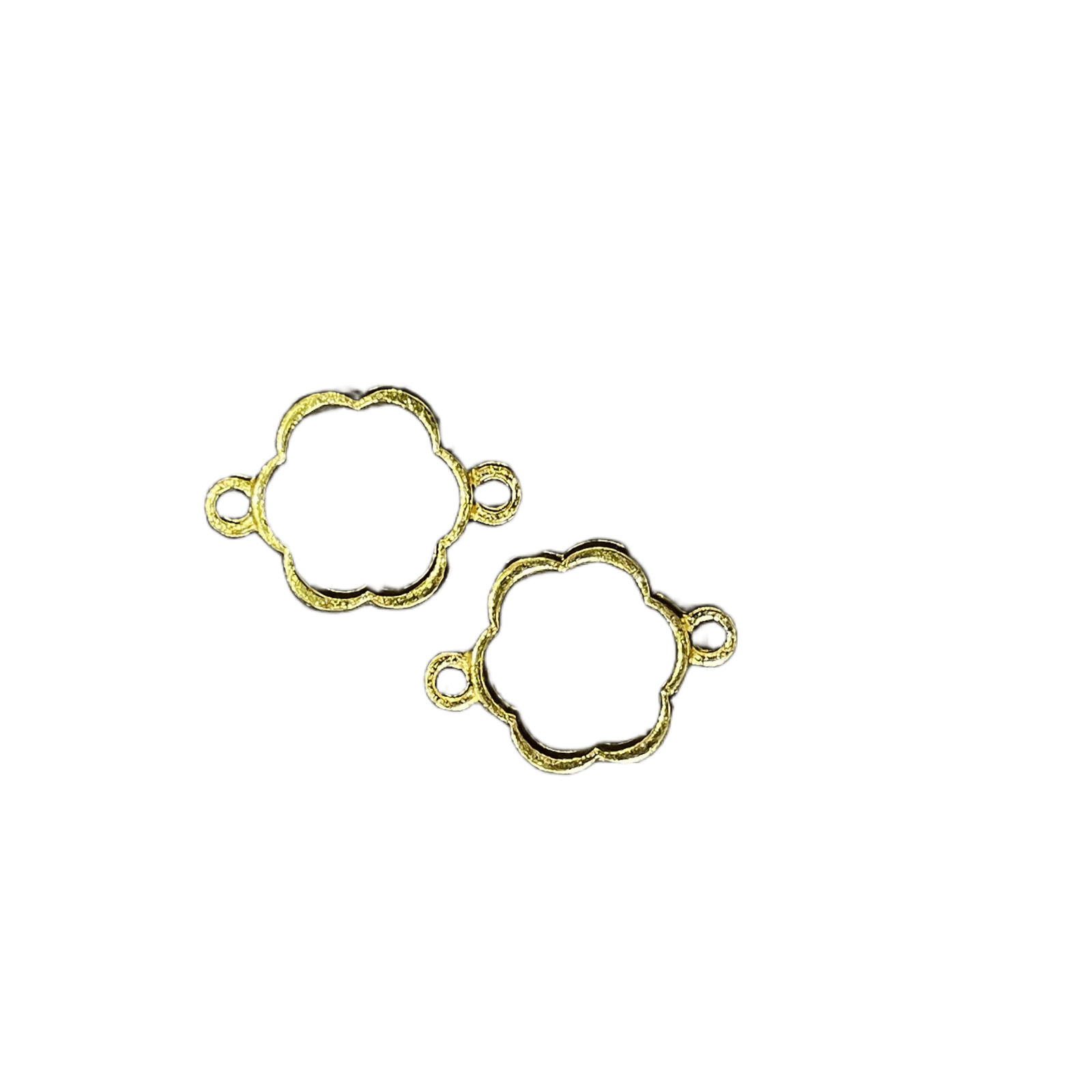 Flower Shape Bezels double side Gold pair