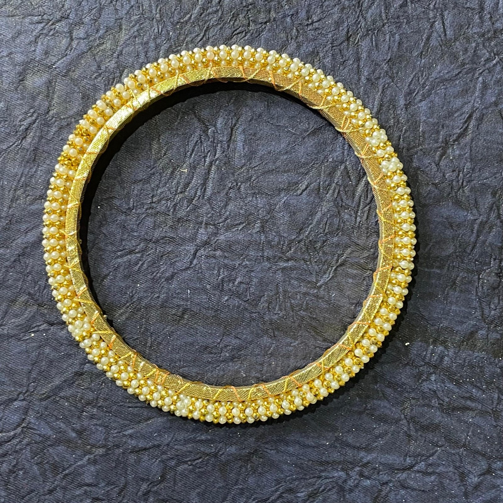6" golden white ring