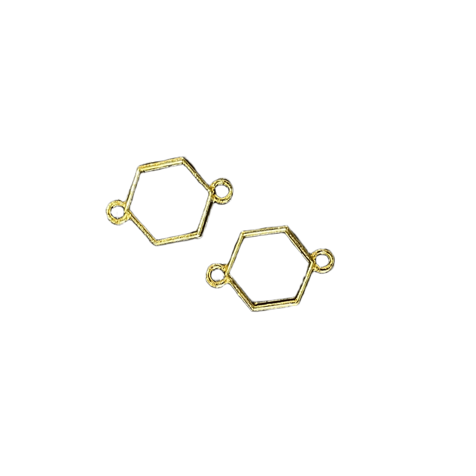 Hexagonal Shape Bezels double side Gold pair
