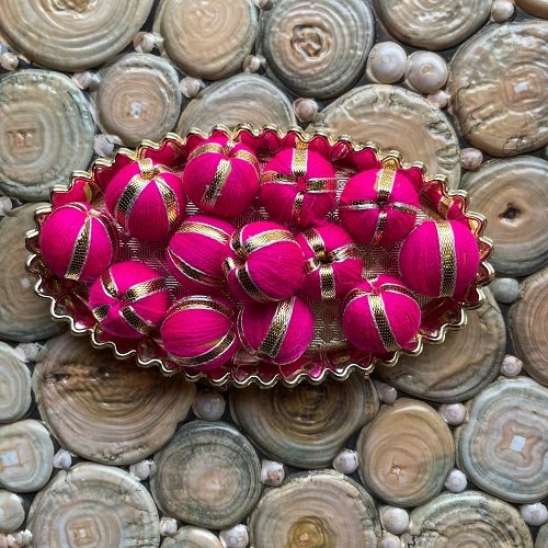 25mm Rani Pink Color Gota Beads 10pcs