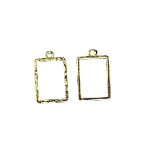 Square Shape Bezels Gold pair