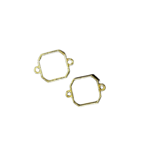 Square 1 Shape Bezels double side Gold pair