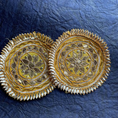 Gota patti Patches round big color yellow