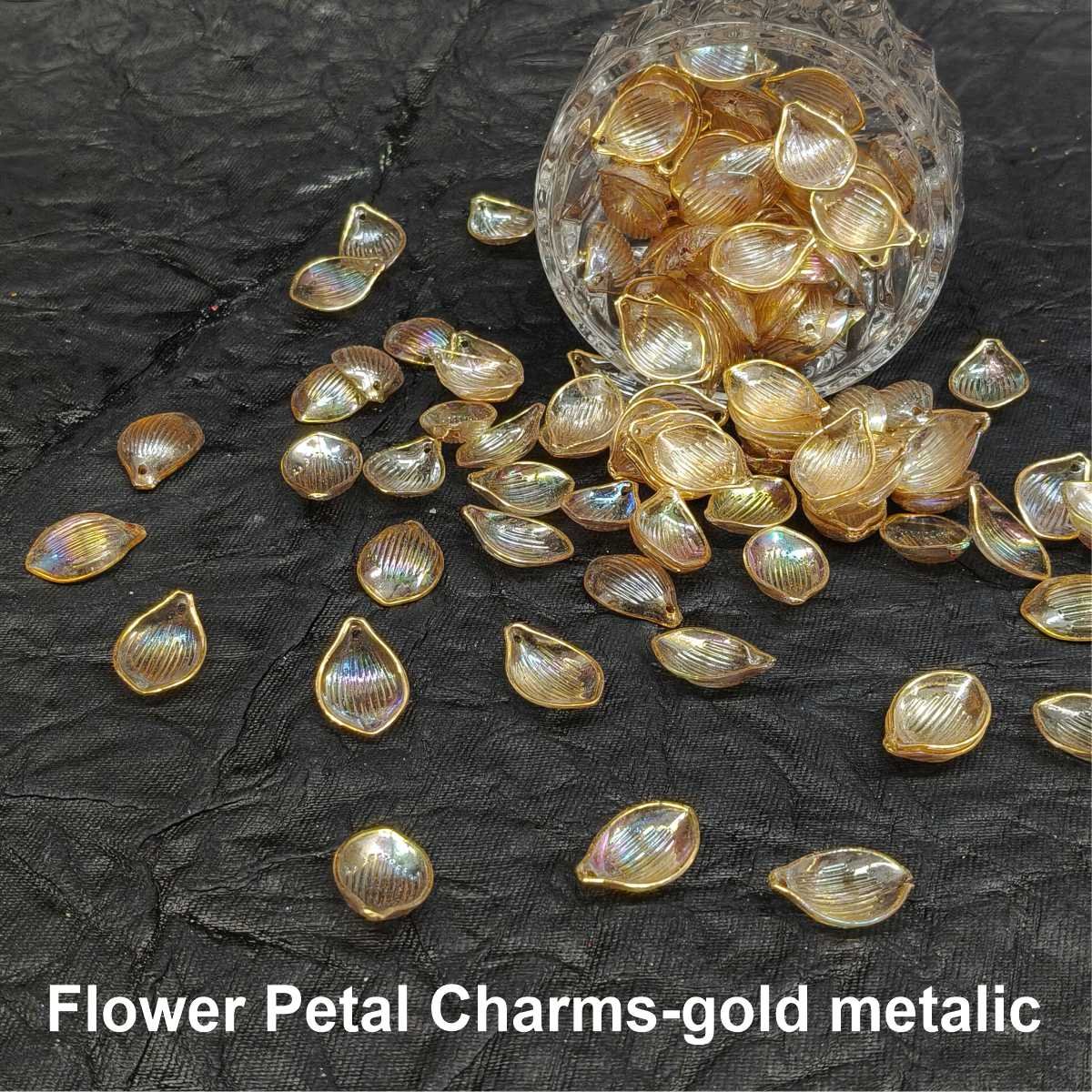 Flower Petal Charms-gold metalic