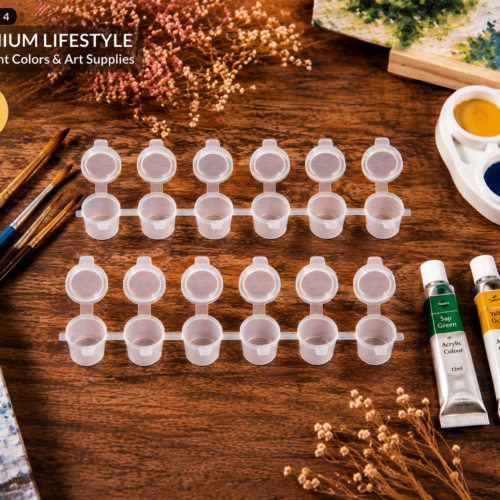 Empty Paint Pots Mini 6 Pots Plastic Flip Lid 3ml 24 strips – Watercolor Paint Containers for Artists & Kids
