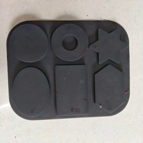6-cavity rectangle, star, circle, ring, oval, and hexagon candle silicon mold
