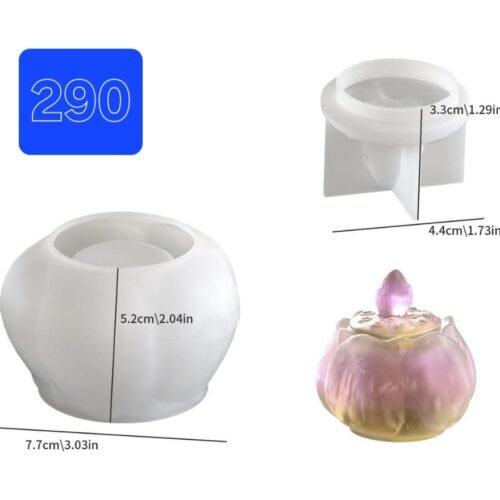 Lotus Jar Silicone Mould with Lid for Resin, Jesmonite, Concrete, Plaster, Decorative Storage Container and DIY Home Décor Craft Making