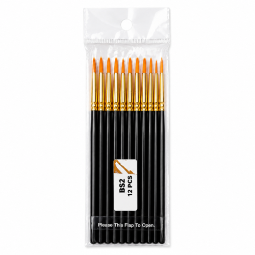 Kids Brush set of 12 round black
