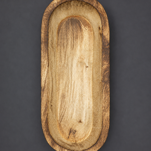 Oval Wooden Candle Holder/Container 12 Inch